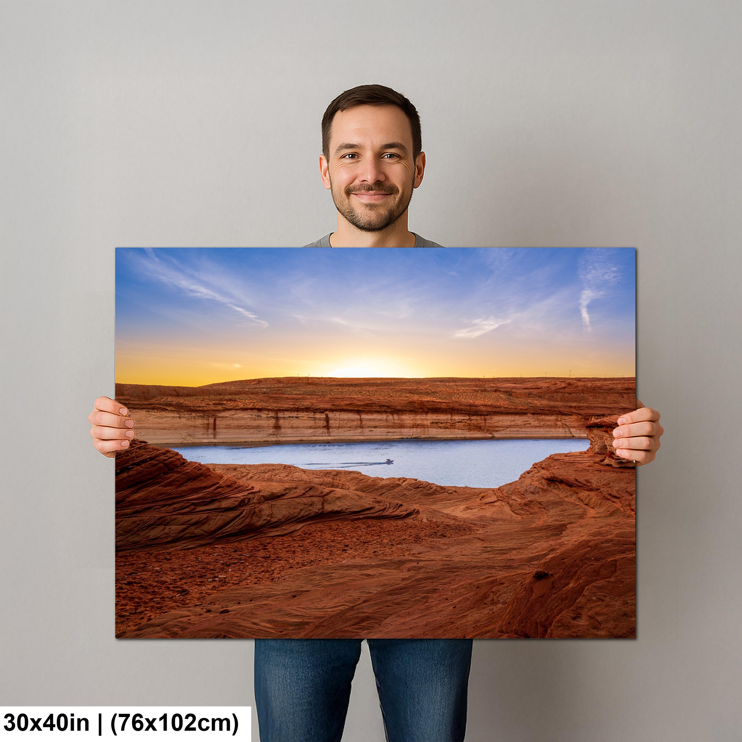 Lake Powell Sunset Red Sandstone Cliffs Page Arizona Photography Print, Southwest Wall Art