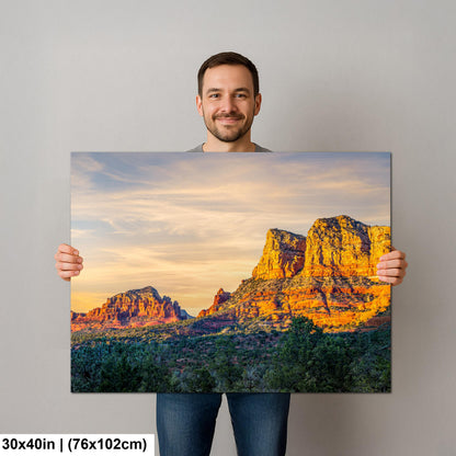 Sedona Red Rocks at Sunset Photography Print, Arizona Desert Landscape, Southwestern Wall Art, Golden Hour Nature Decor