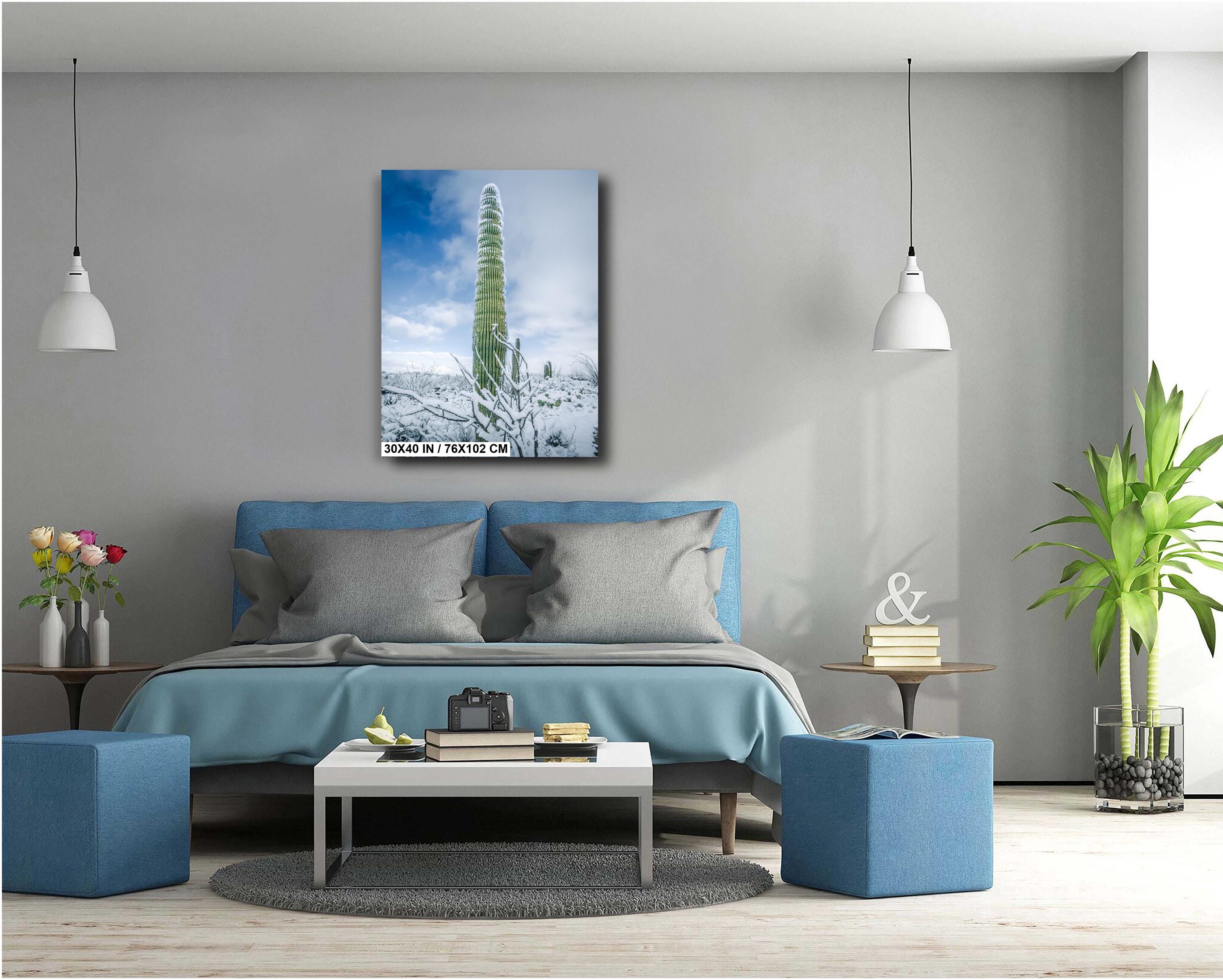 Black and White Saguaro Cactus Arizona Desert Photography Wall Art