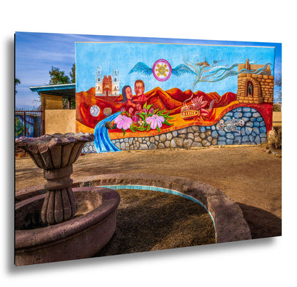 Tucson Mural - Cultural Heritage Mural With Fountain, Photography Print Wall Art