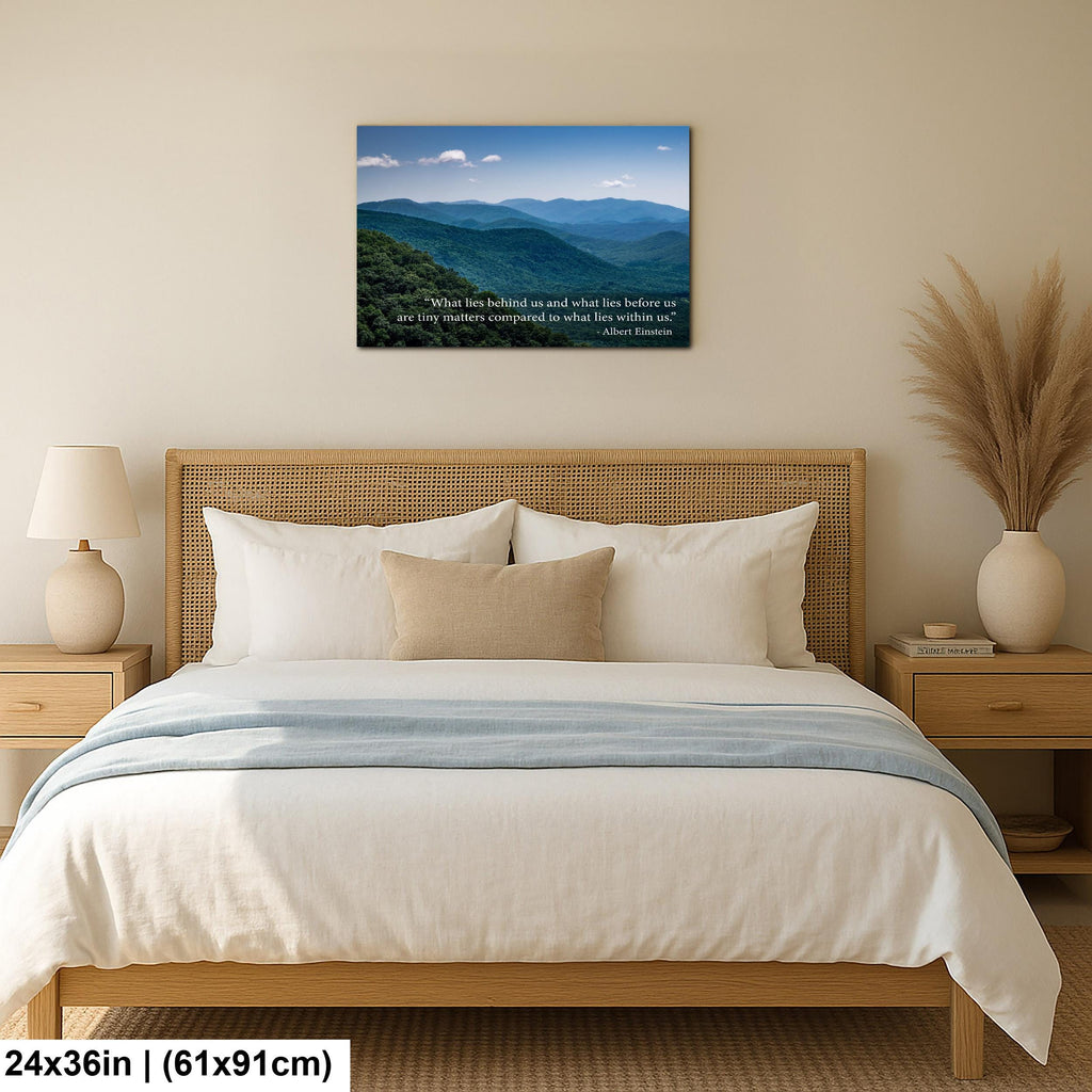 Ralph Waldo Emerson Motivational Wall Art for Inner Strength and Reflection, Mountain Landscape Photography Print for Home or Office Decor