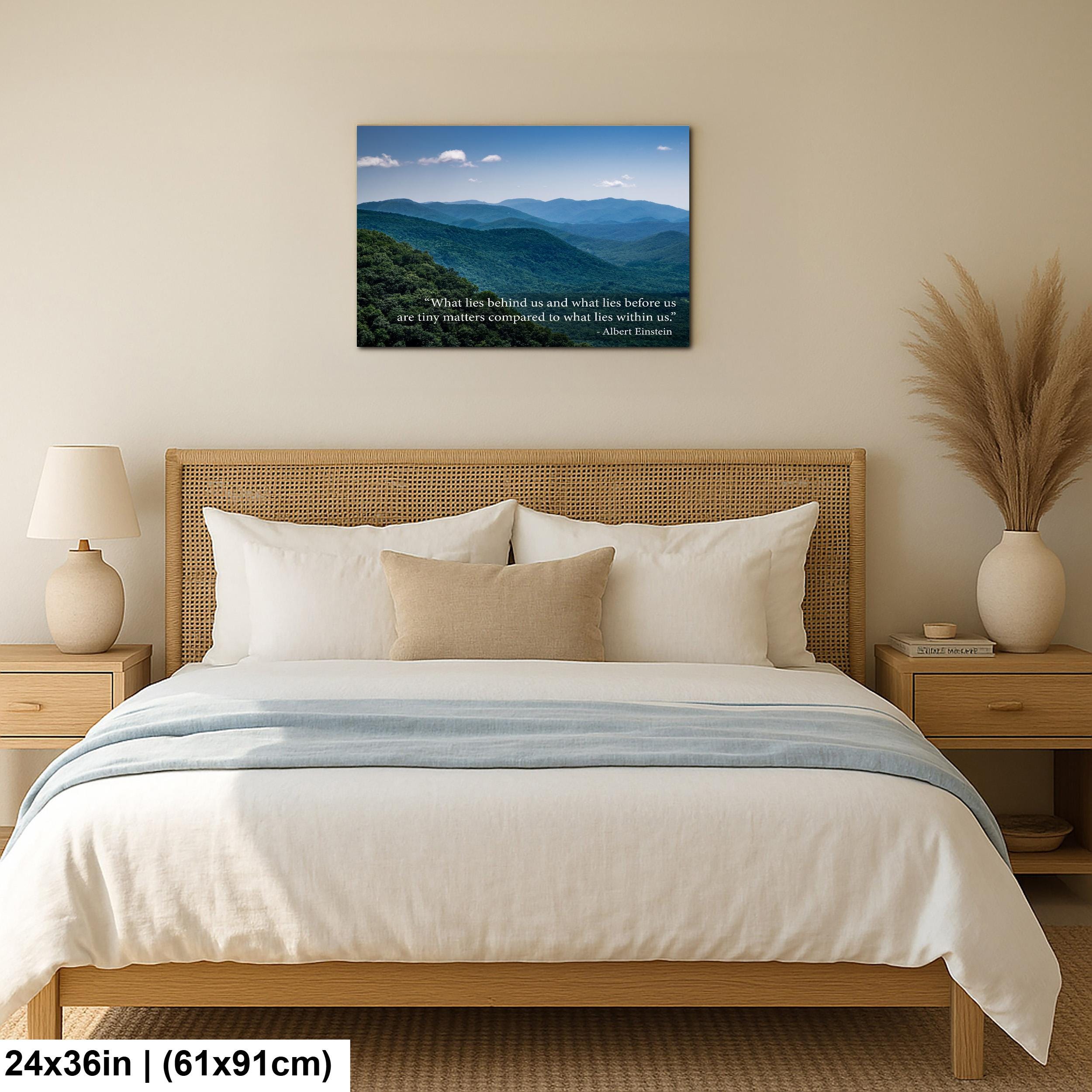 Ralph Waldo Emerson Motivational Wall Art for Inner Strength and Reflection, Mountain Landscape Photography Print for Home or Office Decor