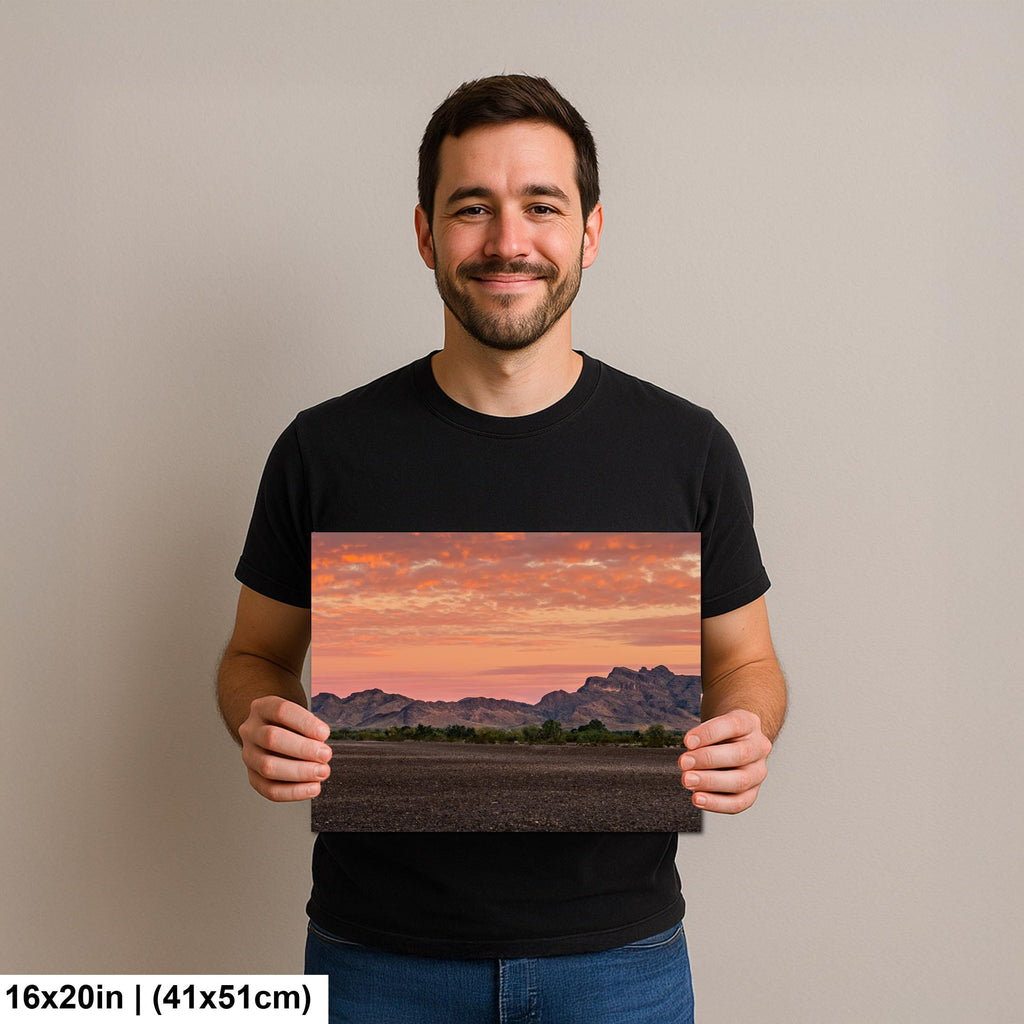 Fiery Sonoran Desert Sunset with Saguaro, Quartzsite Arizona Photography Print