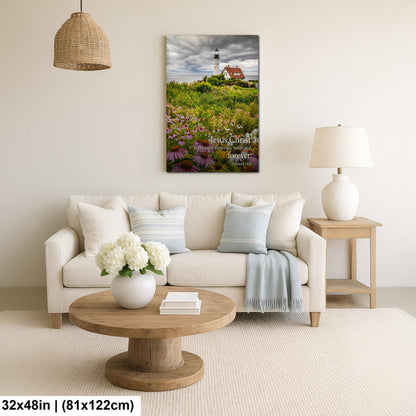 Lighthouse Wall Art – Portland Head Light Christian Wall Decor With Hebrews 13 8 Print