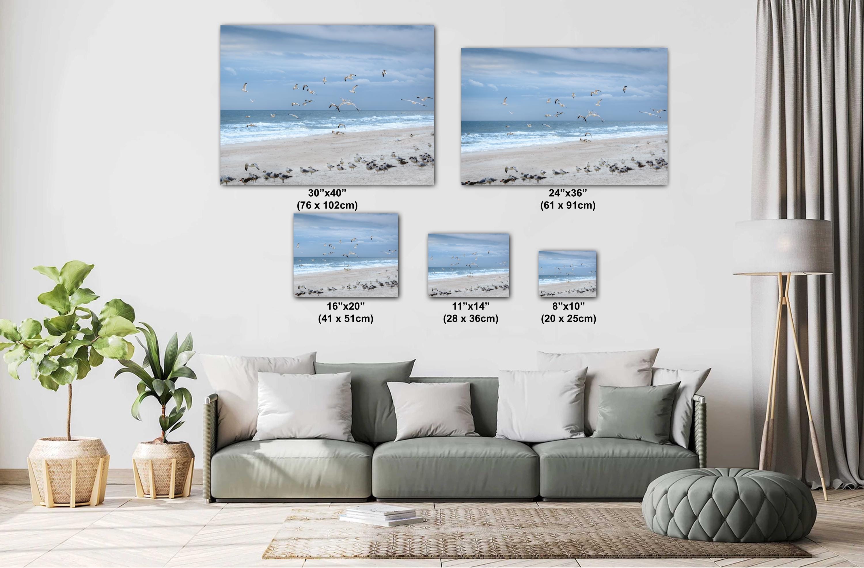 Seagulls Over Quiet Amelia Island Coastal Beach Florida Print Wall Art Photography Aluminum/Acrylic/Metal/Canvas Seascape Wildlife Decor