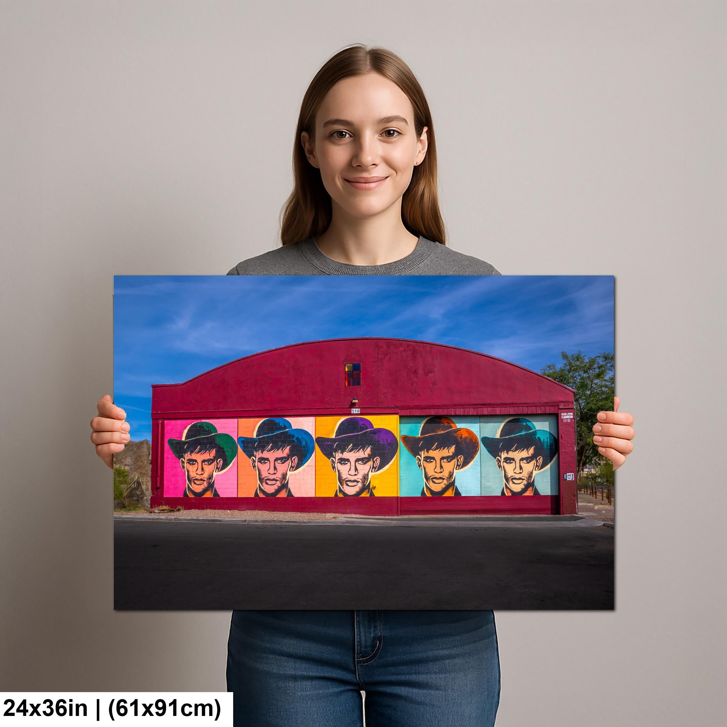 Tucson Mural - Colorful Cowboy Mural, Warhol Style, Photography Print Wall Art