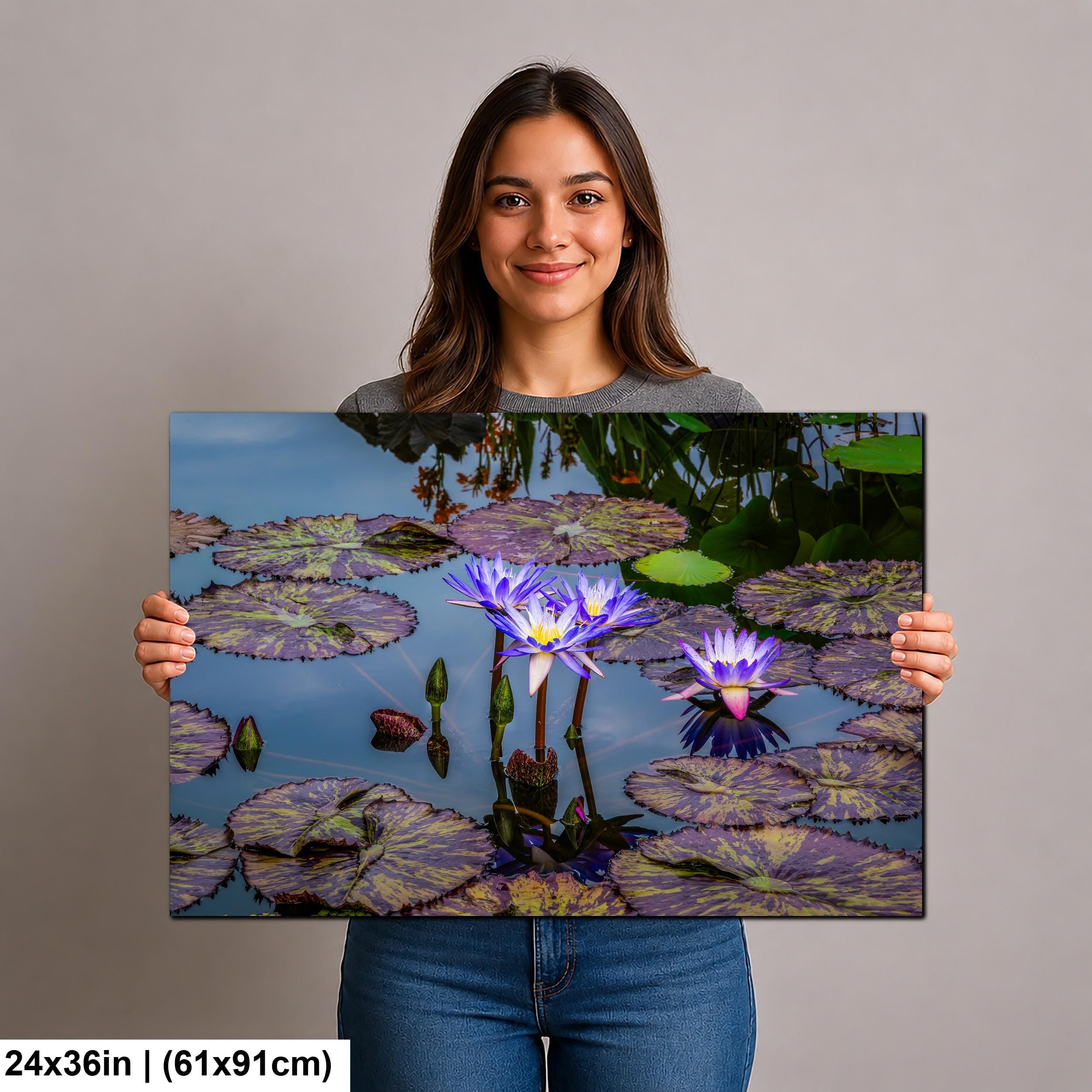 Purple Star Lotus: Botanical Water Lily Flower Pond Photography Wall Art