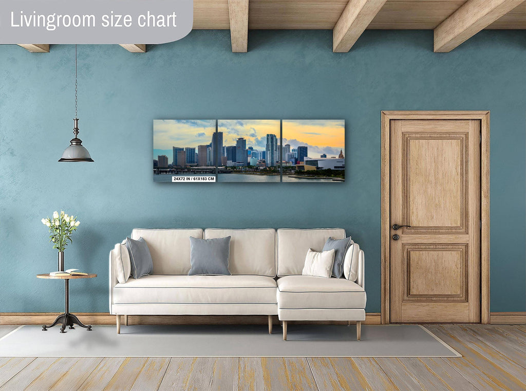 Miami Skyline Print - Biscayne Bay Panorama | Urban Photography Print, Coastal Living Room Art