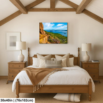 Confucius Motivational Wall Art for Perseverance and Progress, Coastal Mountain Photography Print for Home or Office Decor
