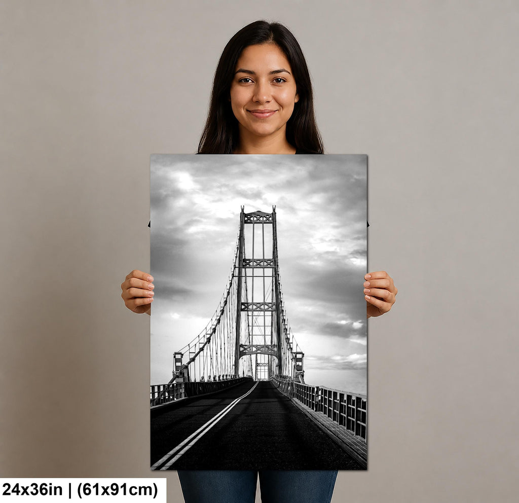 Deer Isle Bridge: Eggemoggin Reach Maine Suspension Black White Wall Art