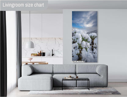 Saguaro Cactus Wall Art - Snow Cactus Print | Desert Landscape Art Canvas Decor