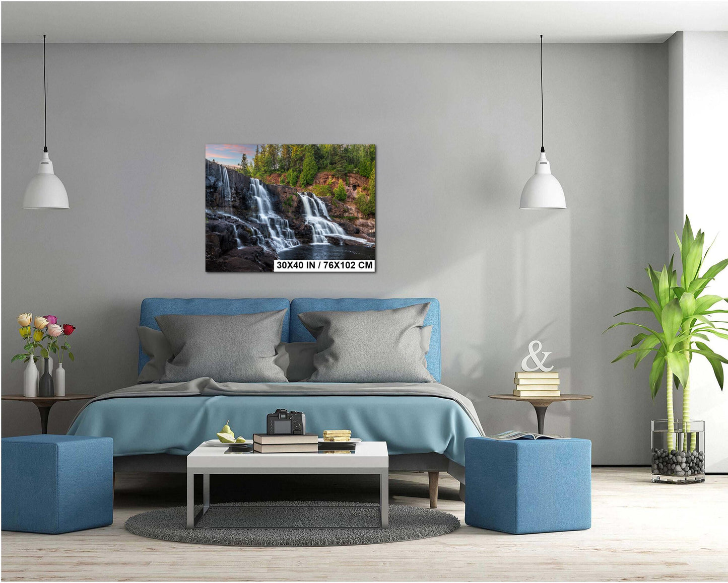 Gooseberry Falls Multi‑Tier Waterfall Minnesota State Park Wall Art Photography Print, Long Exposure North Shore Landscape Aluminum Metal