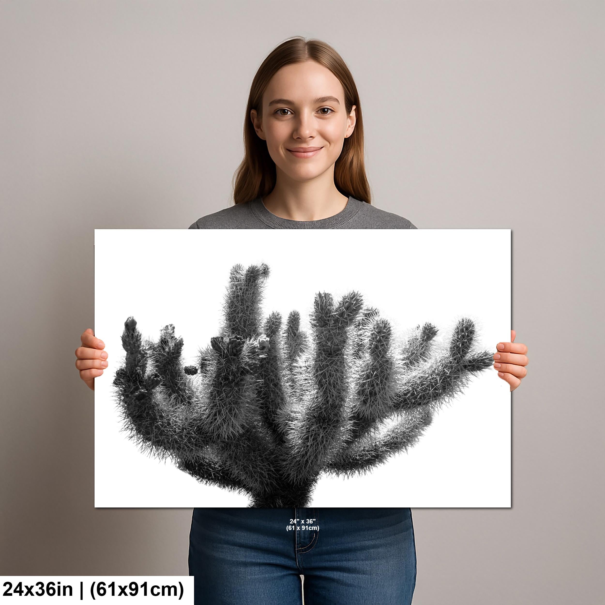 Joshua Tree Cholla Cactus Print: Black and White Desert Photography