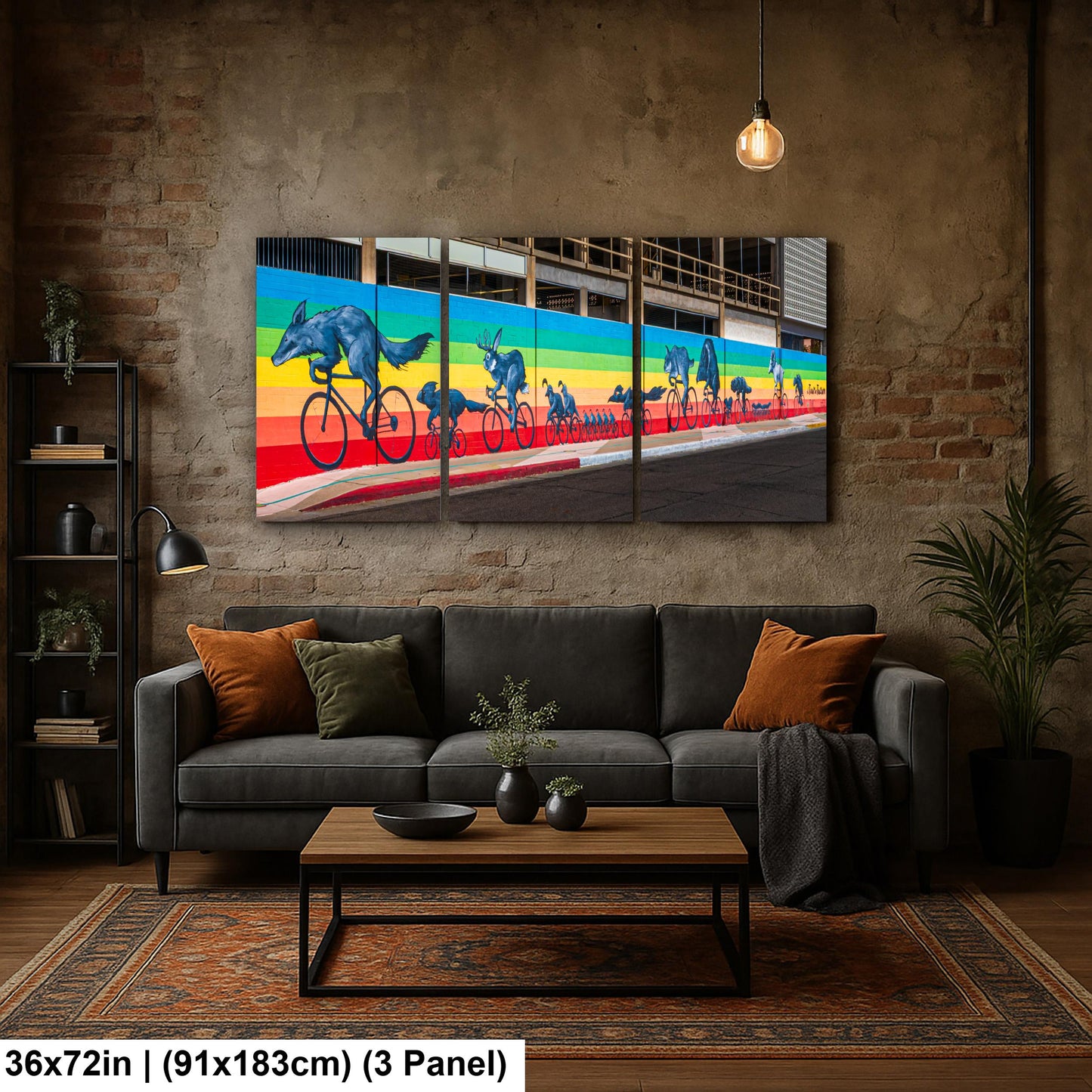 Tucson Mural - Sonoran Desert Animals Bicycle Mural With Rainbow Stripes, Photography Print Wall Art