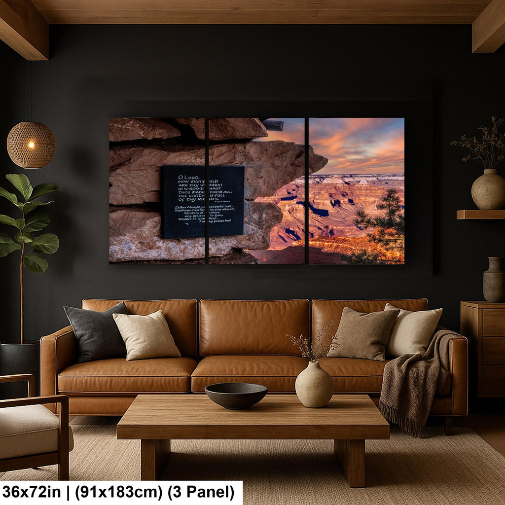 Grand Canyon Sunset Psalm 104:24 Scripture Plaque – Arizona Photography Wall Art