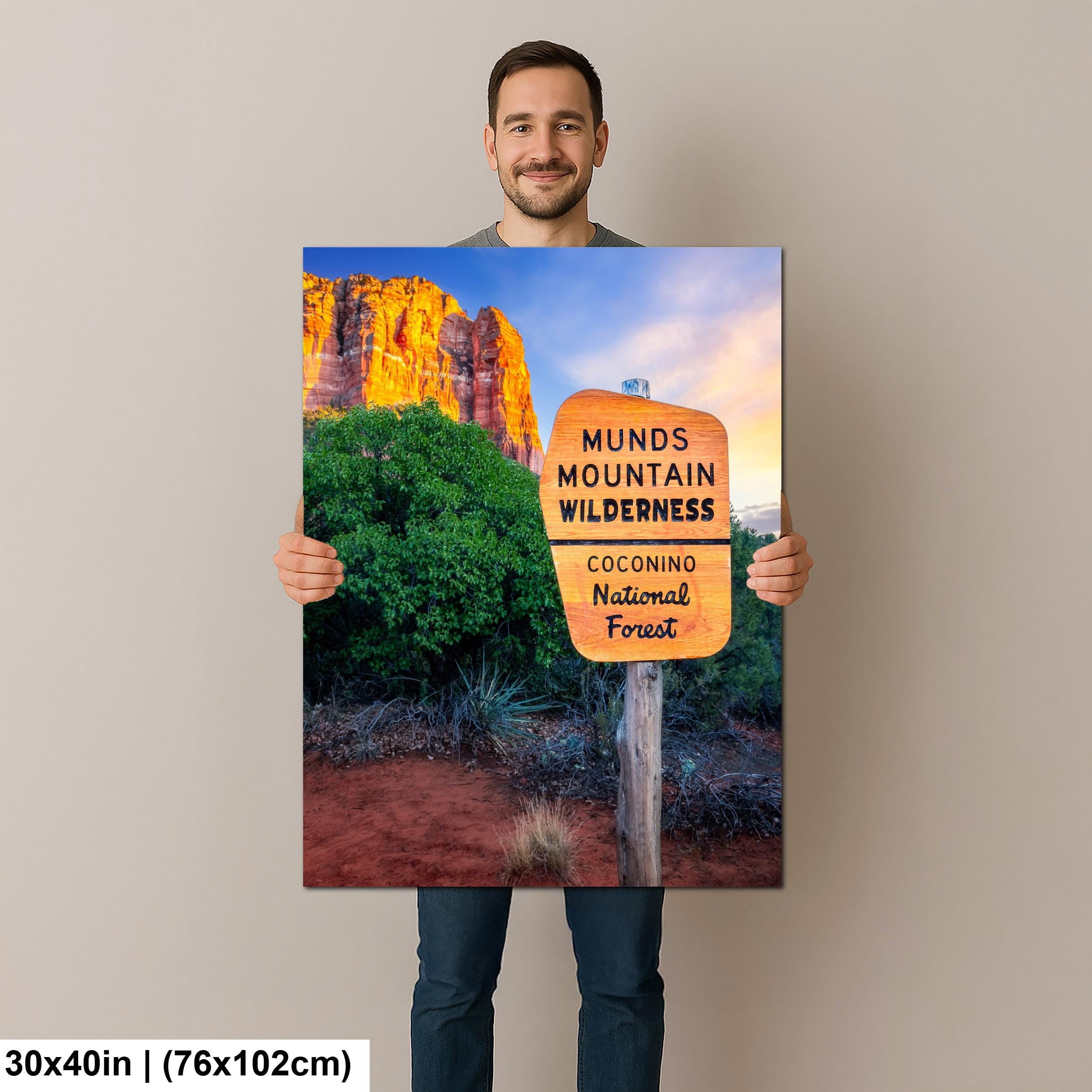 Munds Mountain Wilderness Sign, Coconino National Forest Sedona Arizona Wall Art, Red Rock Photography Print