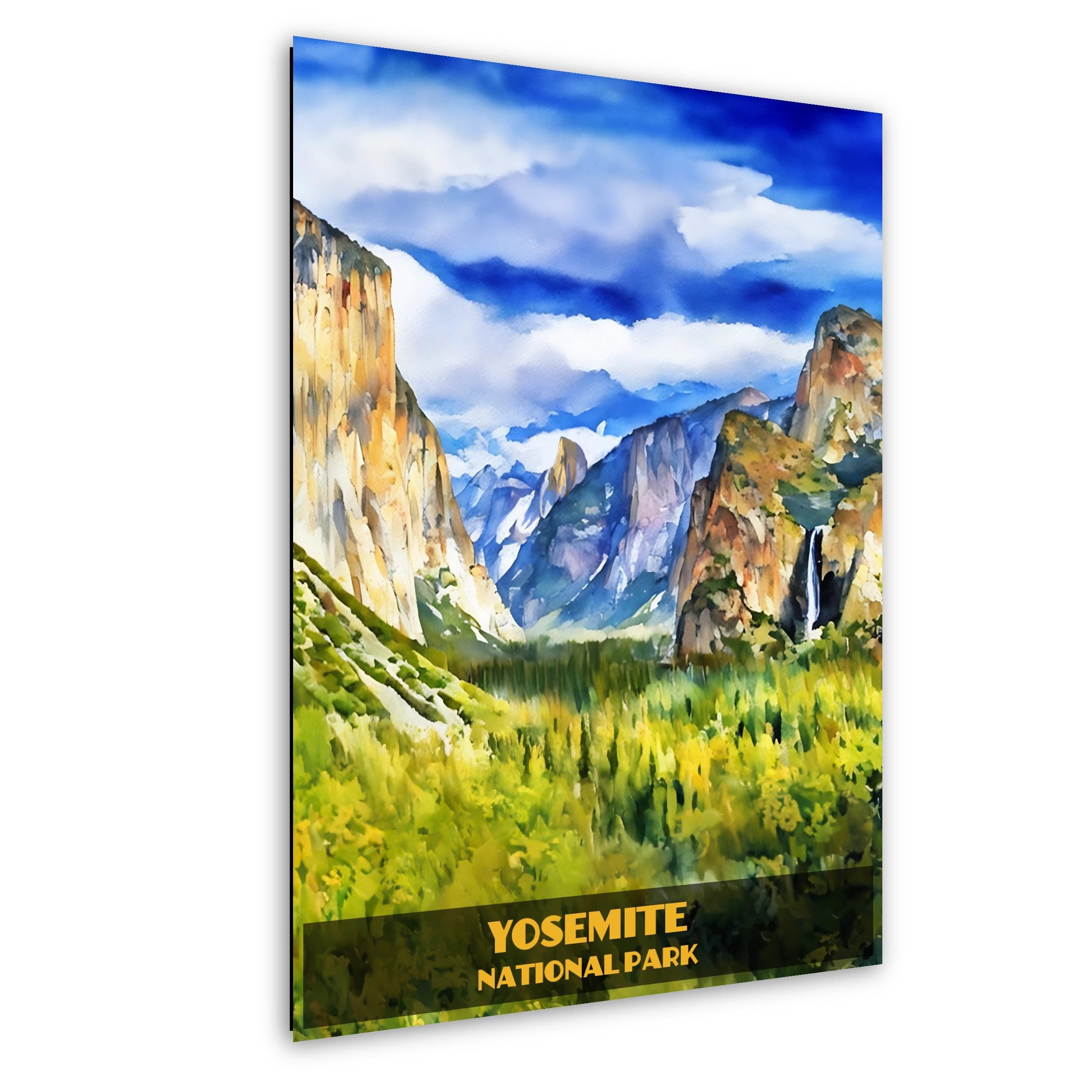 Yosemite Tunnel View: Watercolor-Stylized El Capitan & Half Dome Photography Wall Art