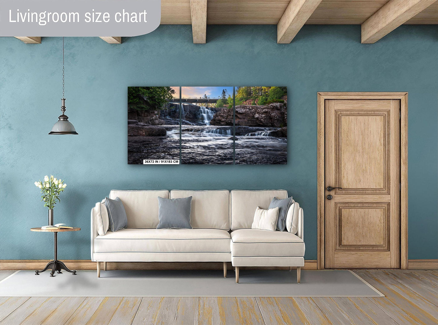 Gooseberry Falls Bridge Watercolor Style: Minnesota State Park Photography Wall Art