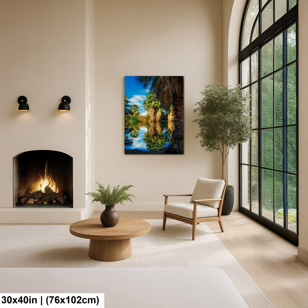 Oasis Reflections at California Hot Springs Palm Desert Photography Print, Desert Landscape Wall Art, Palm Tree Decor