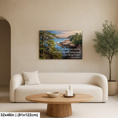 Albert Einstein Look Deep Into Nature Coastal Forest Motivational Photography Print