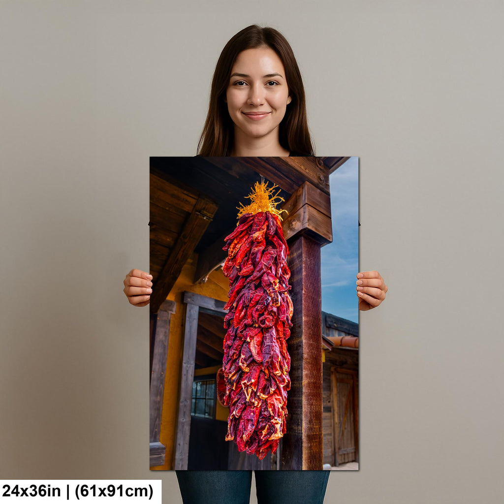 Sunlit Chile Ristra on Rustic Porch, Tombstone Arizona, Photography Wall Art