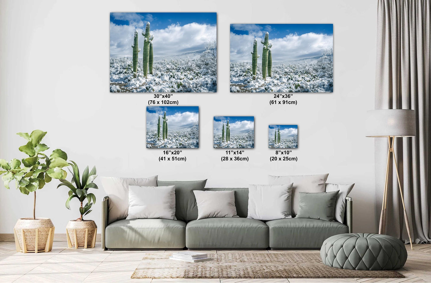 Snowy Saguaro Cactus Print: Tucson Arizona Winter Wonderland