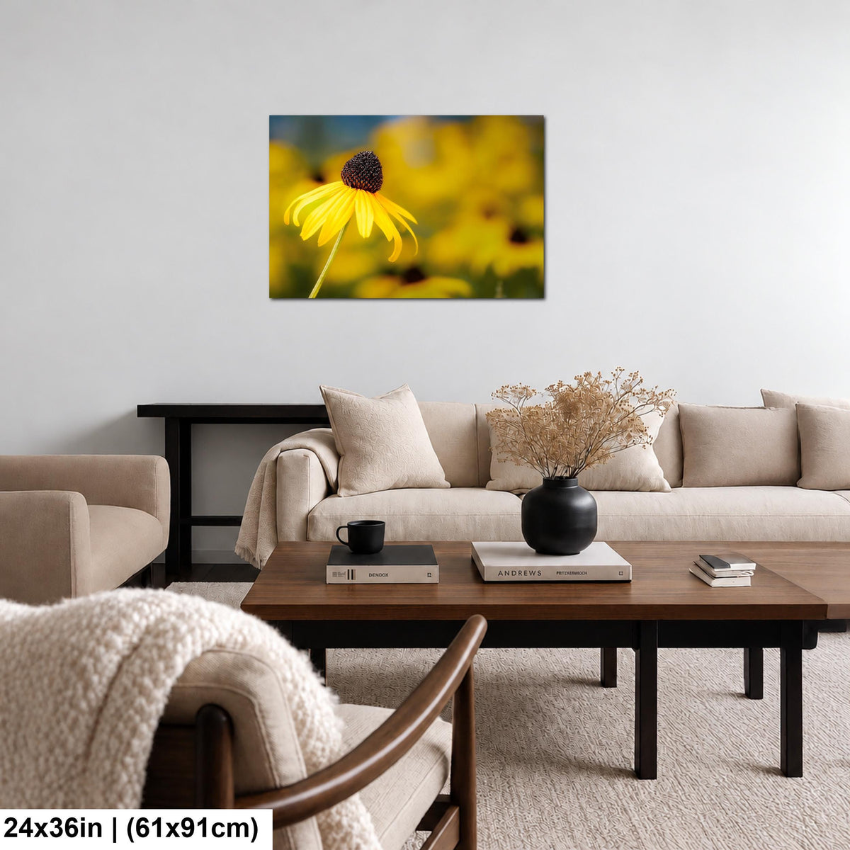 Sunlit Petals: Black-Eyed Susans Yellow Floral Photography Wall Art