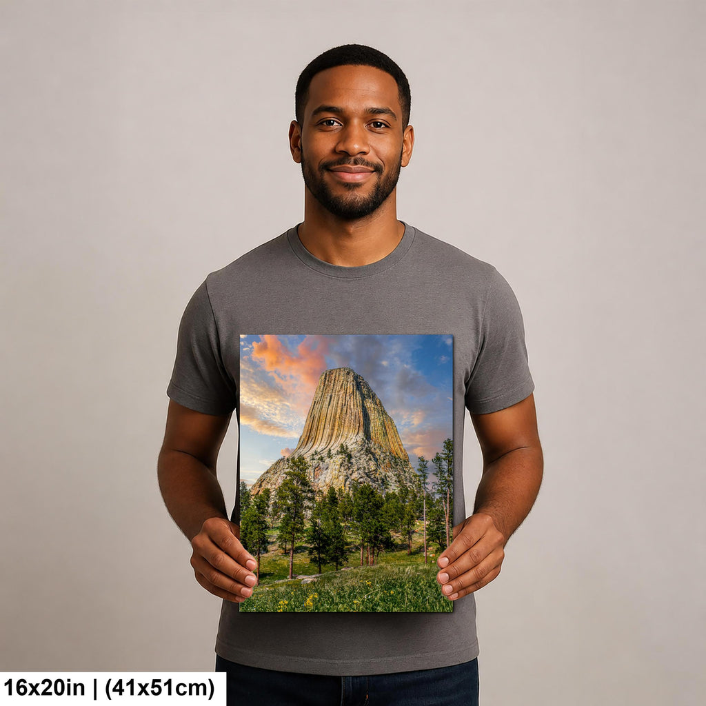 Towering Presence: Devils Tower Wyoming Summer Landscape Photo Wall Art