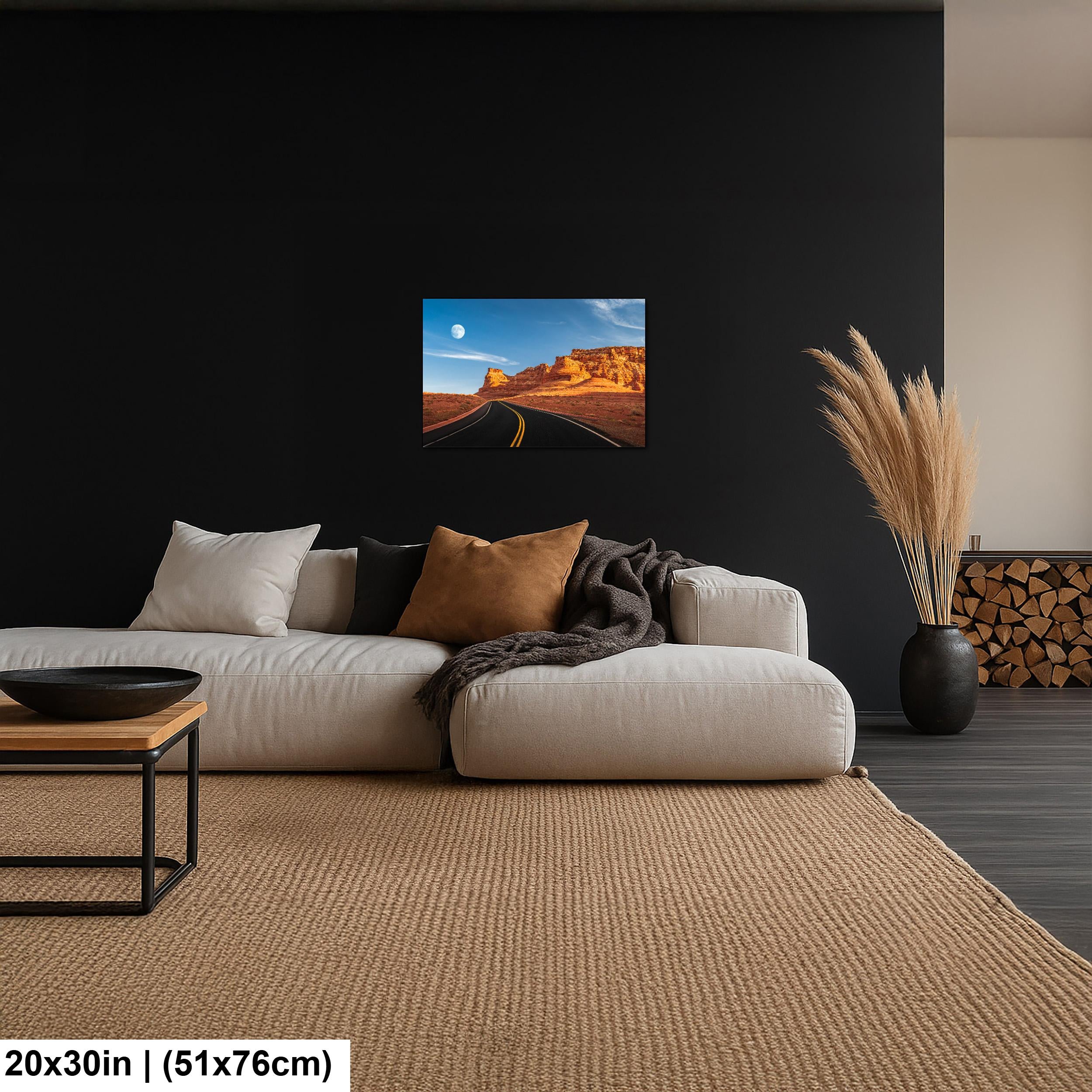 Moonrise Over Red Cliffs Highway Page Arizona Photography Print, Desert Landscape Wall Art, Southwest Road Decor