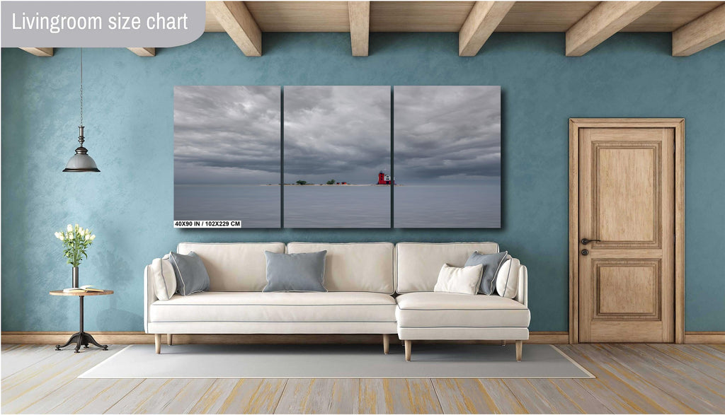 Mackinac Lighthouse: Round Island Light, Michigan Nautical Seascape Wall Art