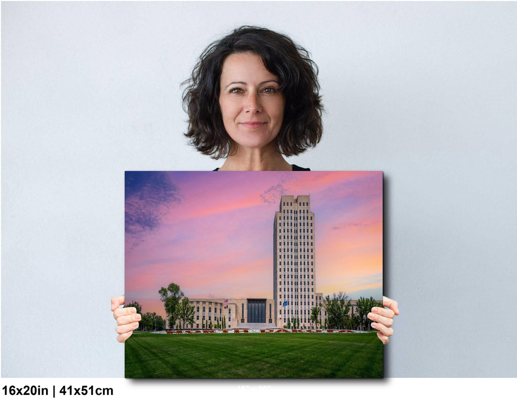 North Dakota State Capitol Sunset Skyscraper, Bismarck Architectural Photography Wall Art