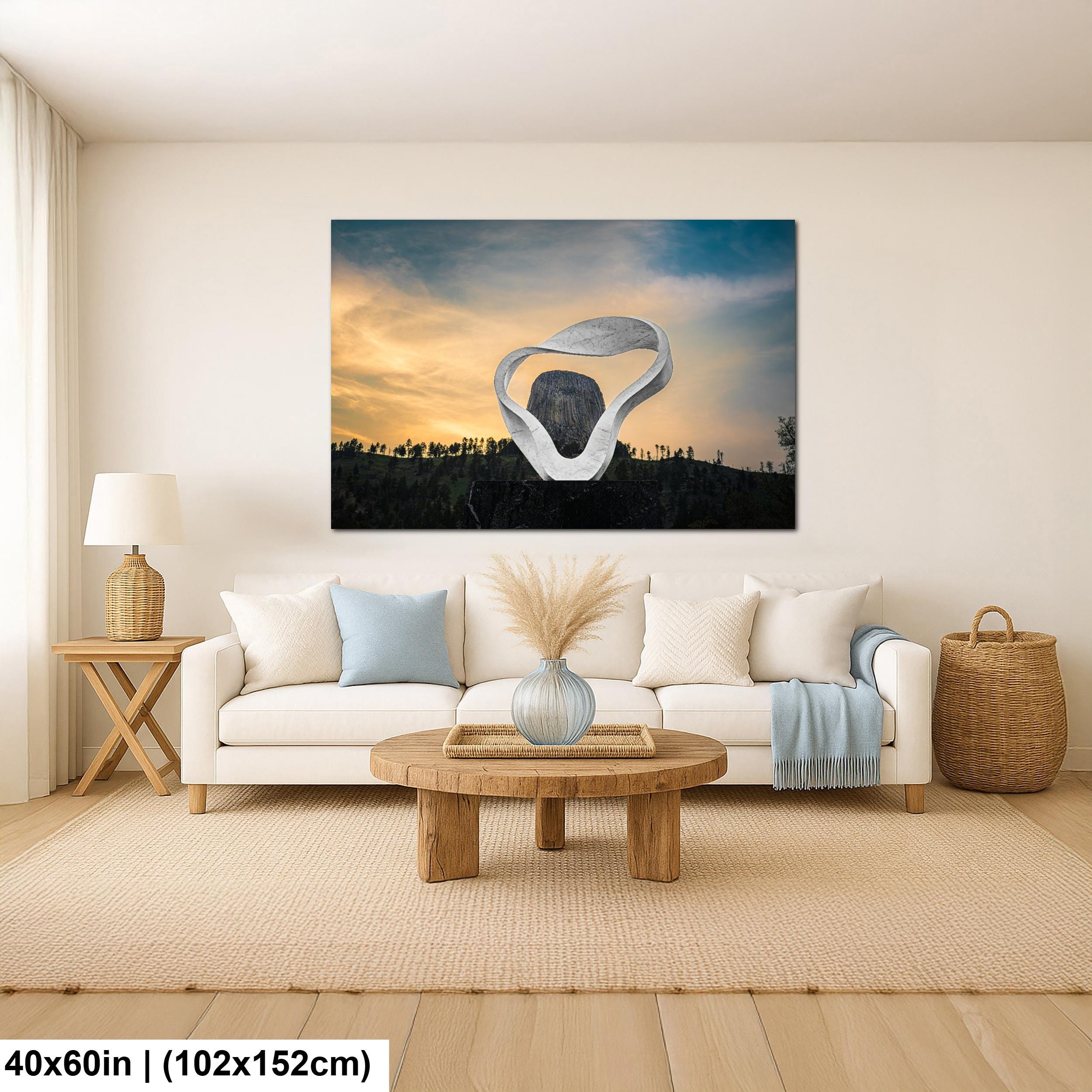 Modern Monumental View: Devils Tower Sculpture Wyoming Photography Wall Art
