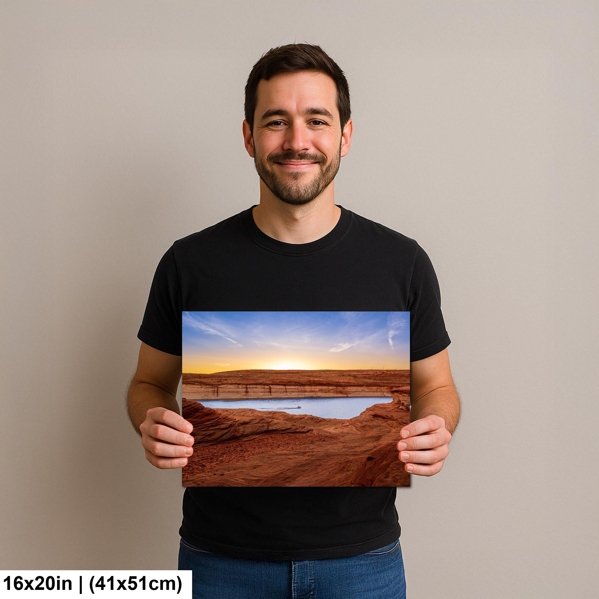 Lake Powell Sunset Red Sandstone Cliffs Page Arizona Photography Print, Southwest Wall Art