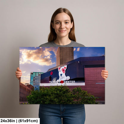 Target Center with Bullseye Dog Sign, Minneapolis Minnesota Arena Wall Art, Timberwolves Lynx Venue Photography Print
