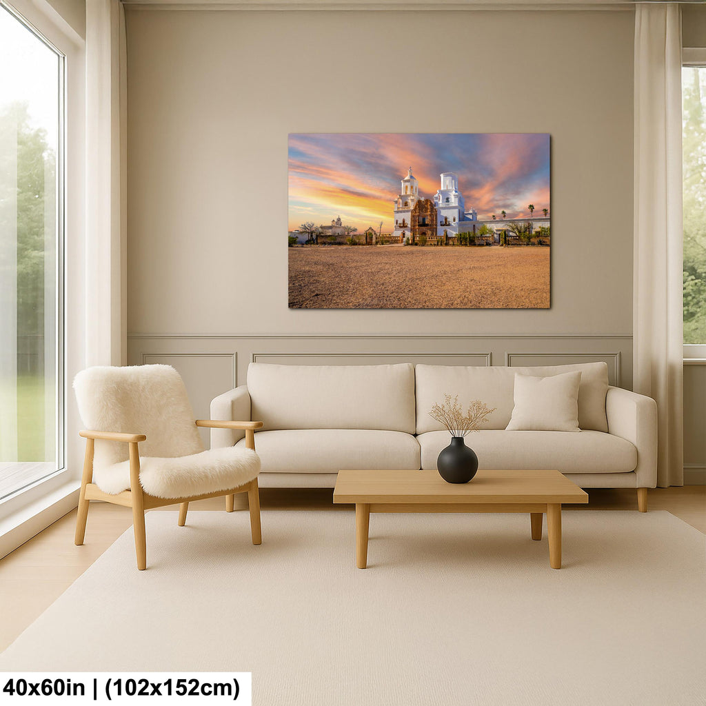 San Xavier Mission Sunset: Tucson Arizona Photography Wall Art