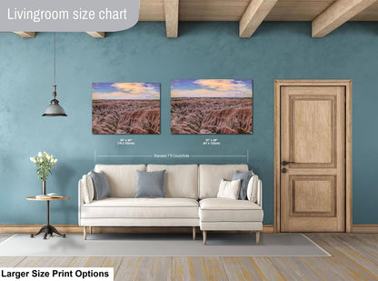 Badlands National Park Sunset Pastels South Dakota Nature Photography Wall Art