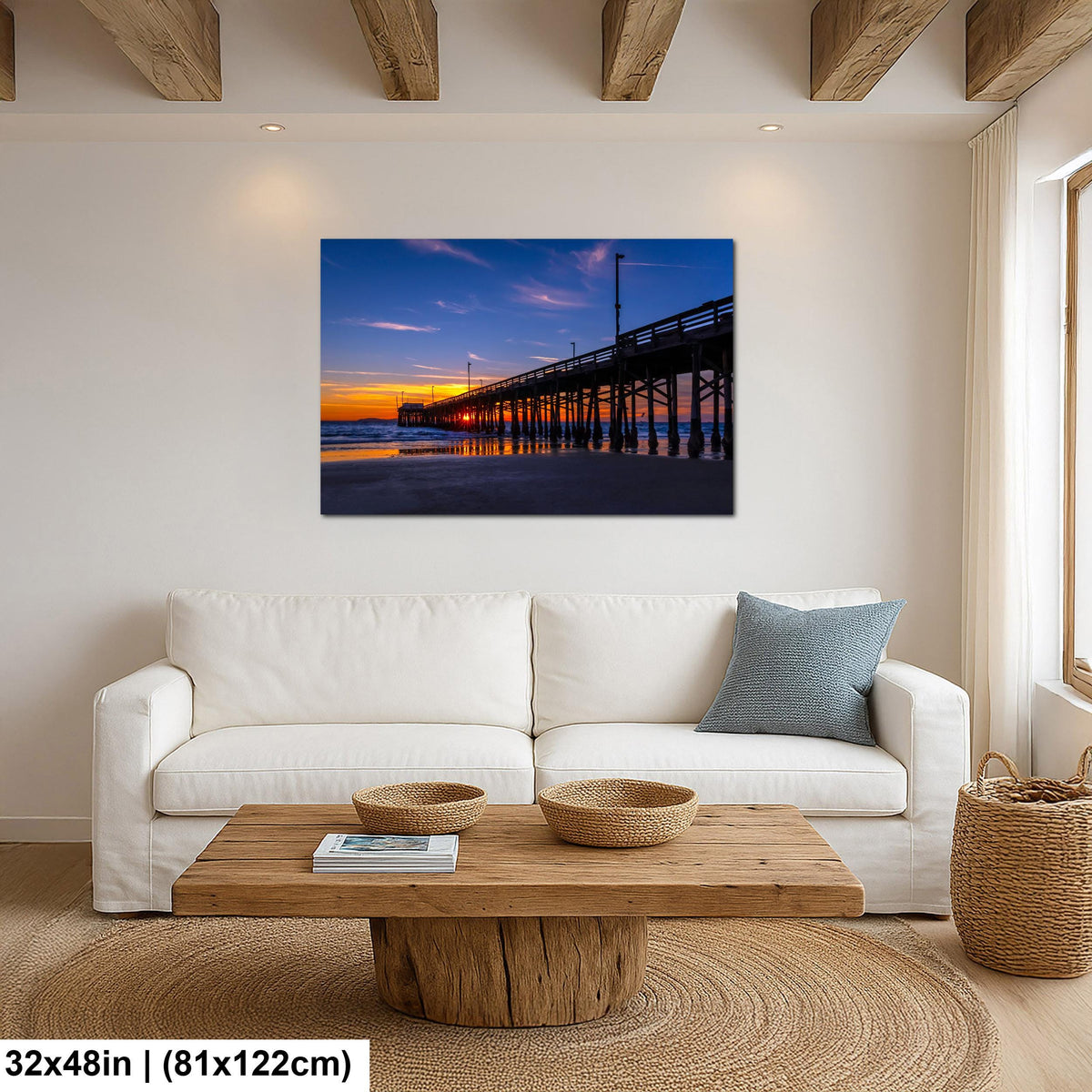 Sunburst Pier: Newport Beach California Ocean Sunset Photography Wall Art