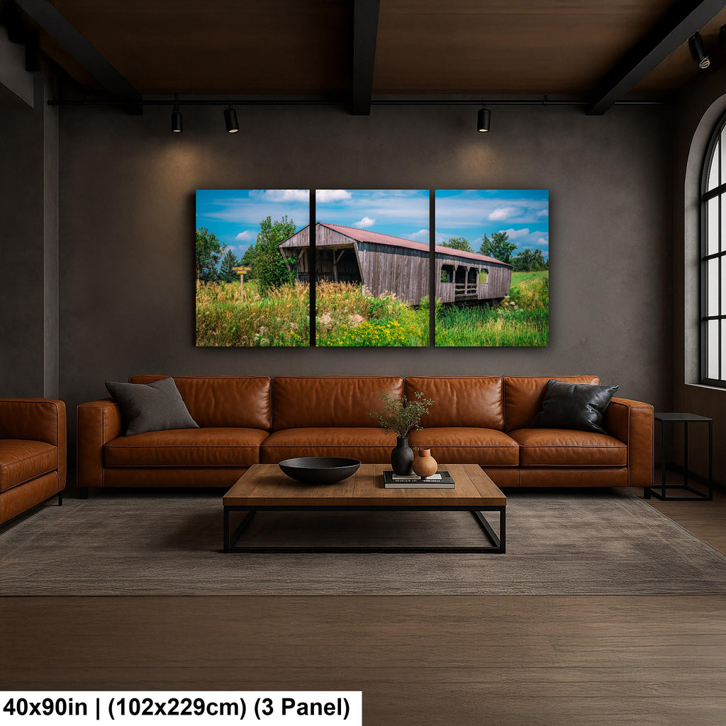 Rustic Covered Bridge Over Otter Tail River Detroit Lakes Minnesota Photography Print