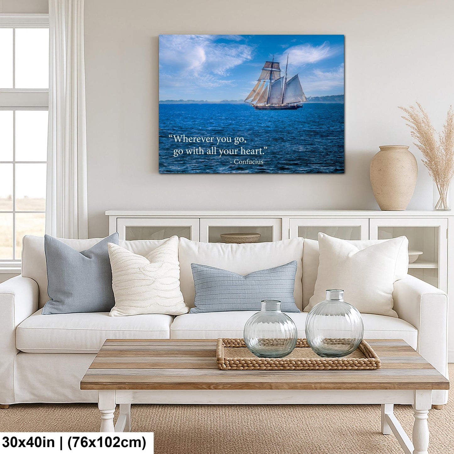 Confucius Wherever You Go Tall Ship Motivational Photography Print