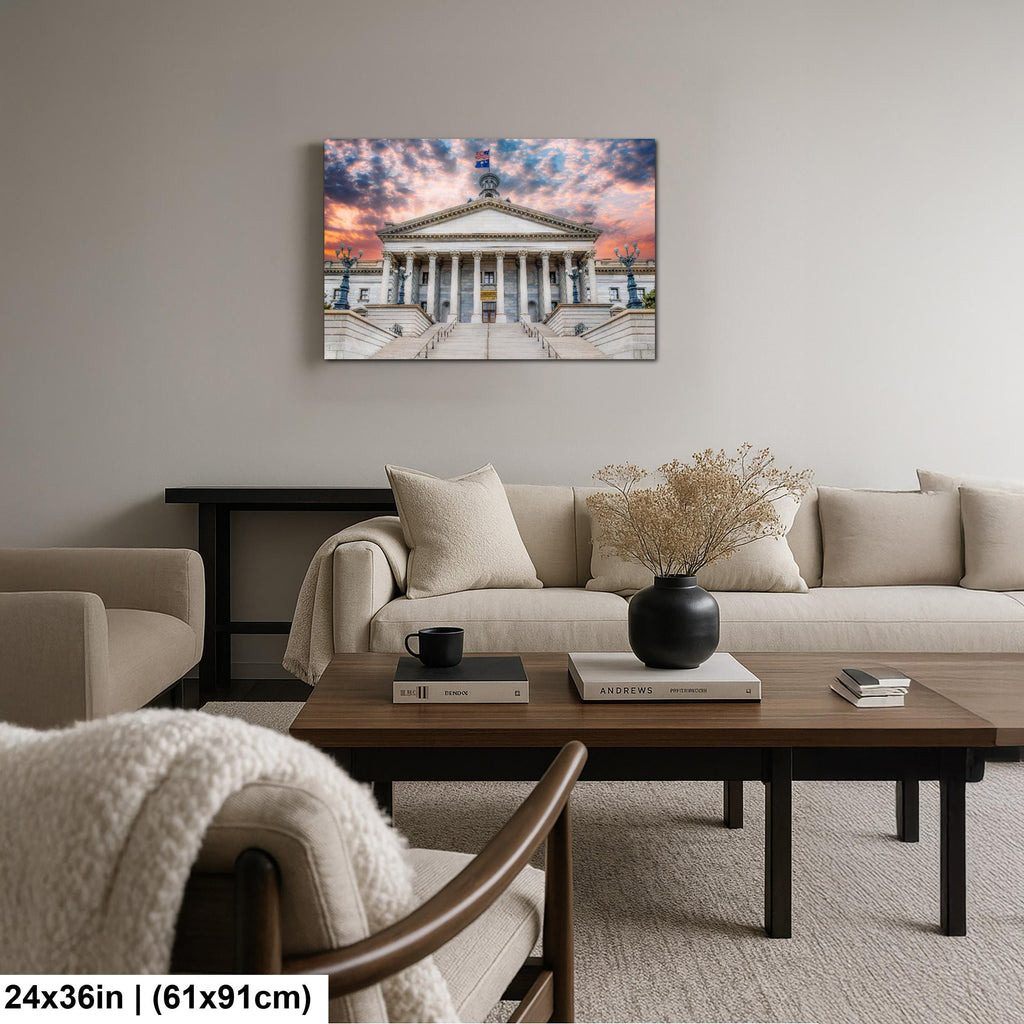 South Carolina State House at Sunset, Columbia SC, Architecture Photography Print, Capitol Building, Government Wall Art