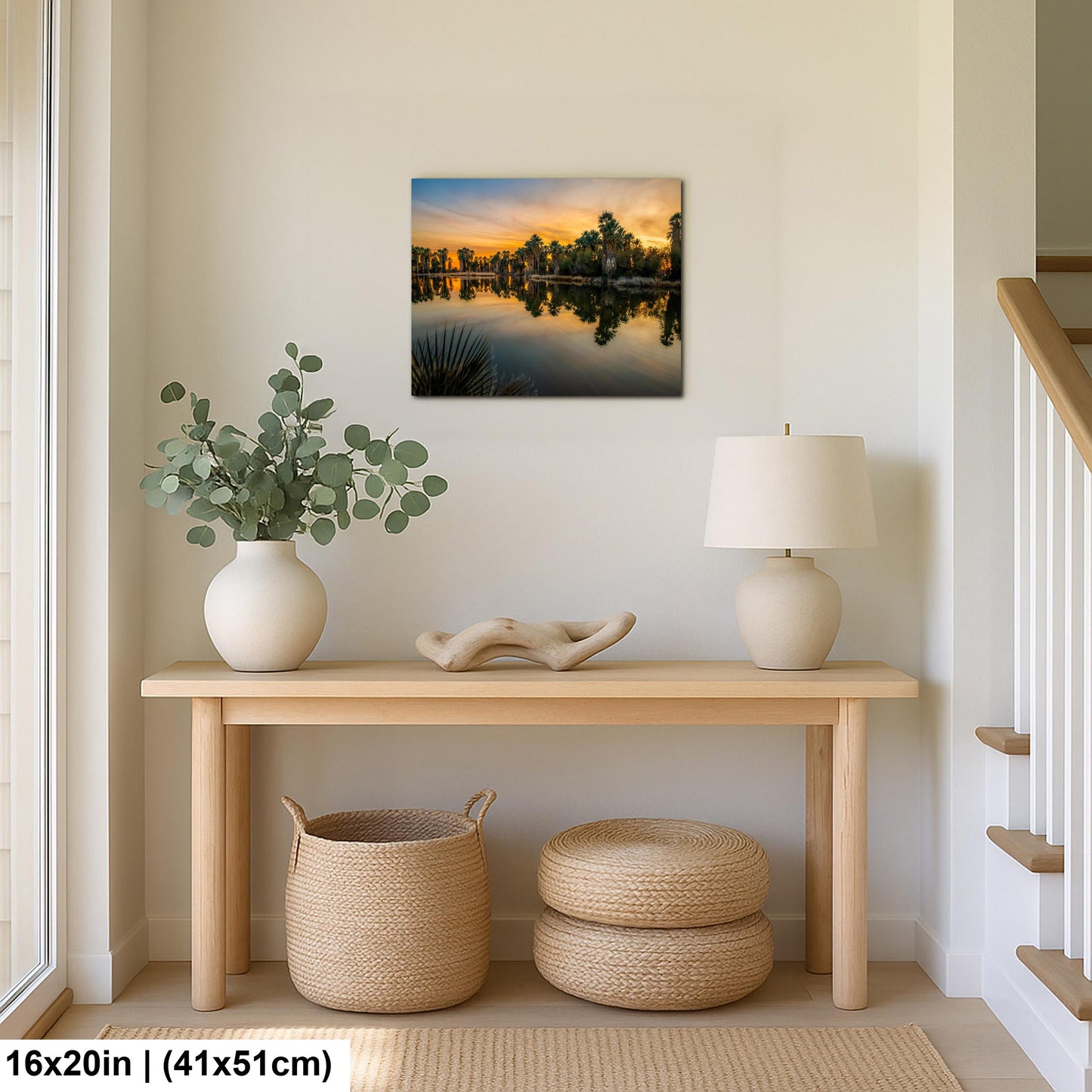 Agua Caliente Park Sunset Palm Oasis Reflection - Tucson Arizona Photography Print