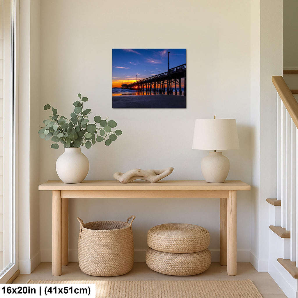 Sunburst Pier: Newport Beach California Ocean Sunset Photography Wall Art