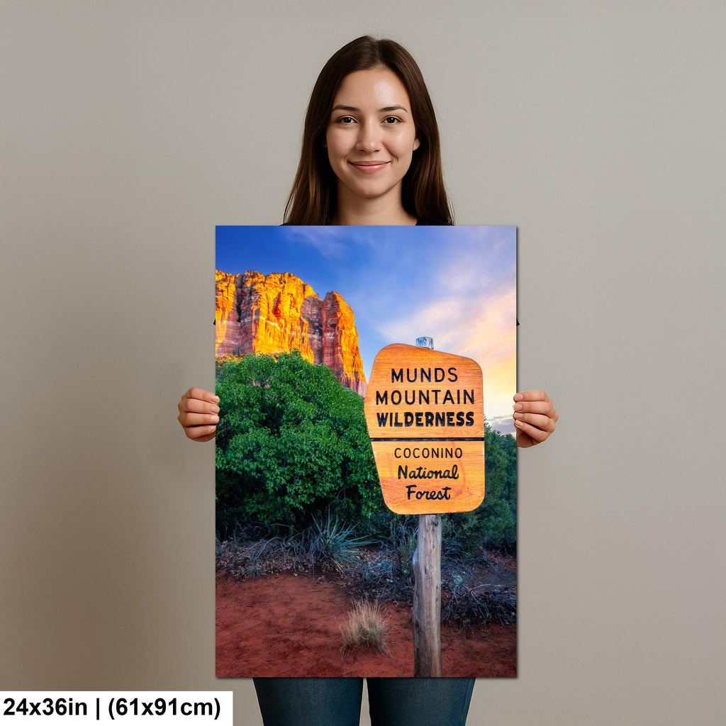 Munds Mountain Wilderness Sign, Coconino National Forest Sedona Arizona Wall Art, Red Rock Photography Print