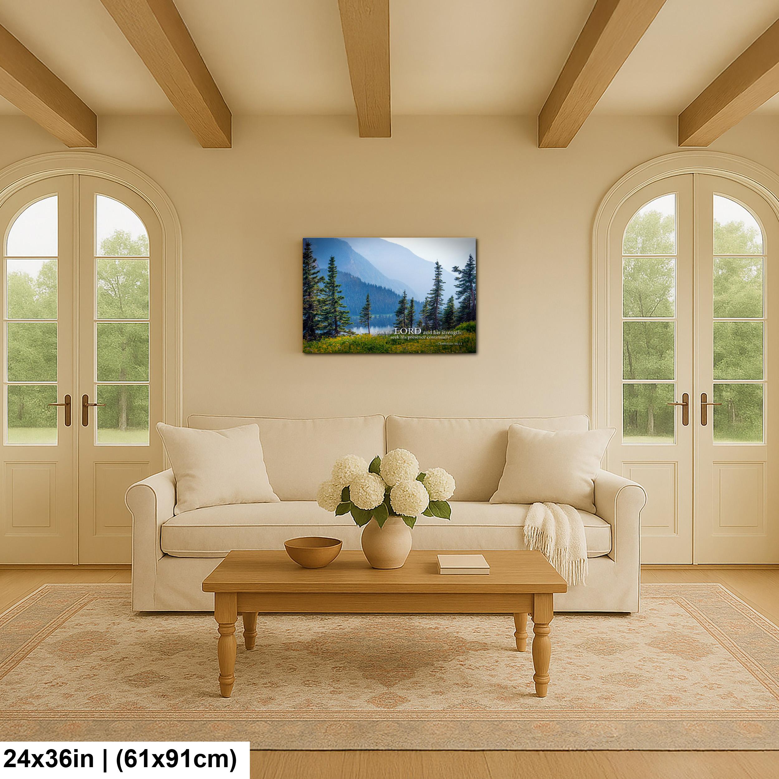 Christian Wall Art | Seek the Lord Art – Misty Mountain Photography Canvas & Scripture Print
