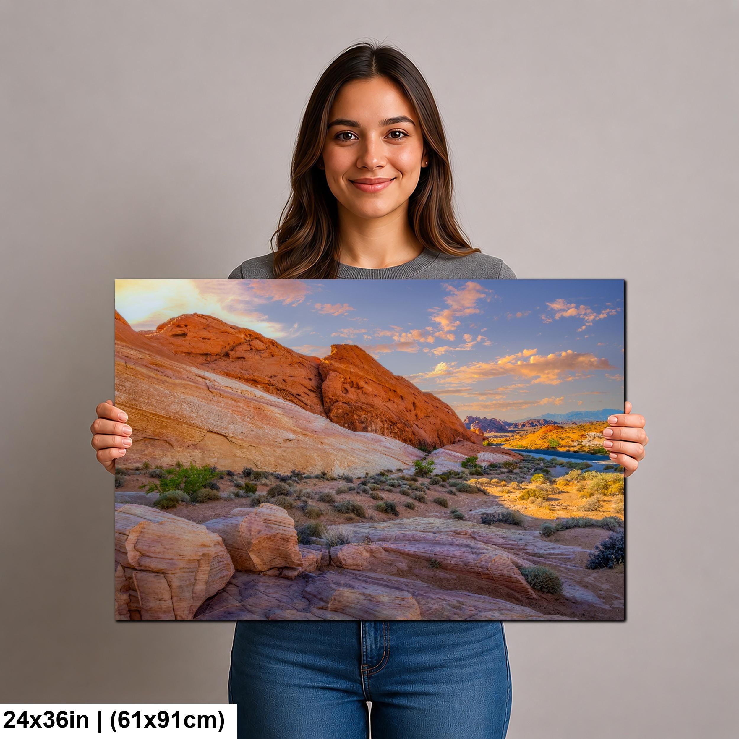 Red Rock Canyon Mountain Landscape at Sunset, Las Vegas Nevada Photography Print