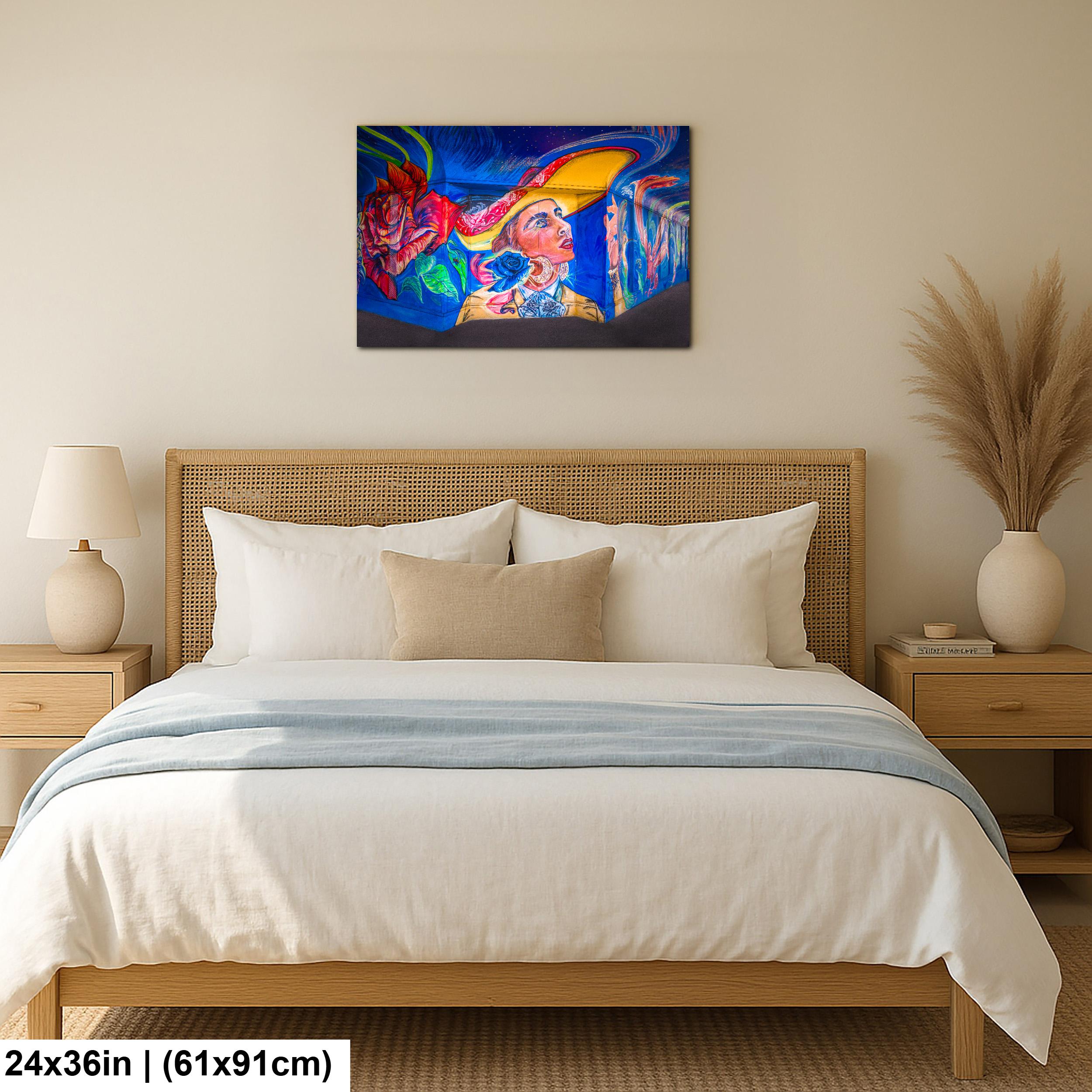 Tucson Mural - Whimsical Woman Mural With Hat, Photography Print Wall Art