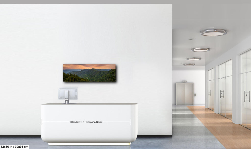 Great Smoky Mountains Golden Sunset Photography Print, Tennessee North Carolina Border, Layered Blue Ridge Wall Art