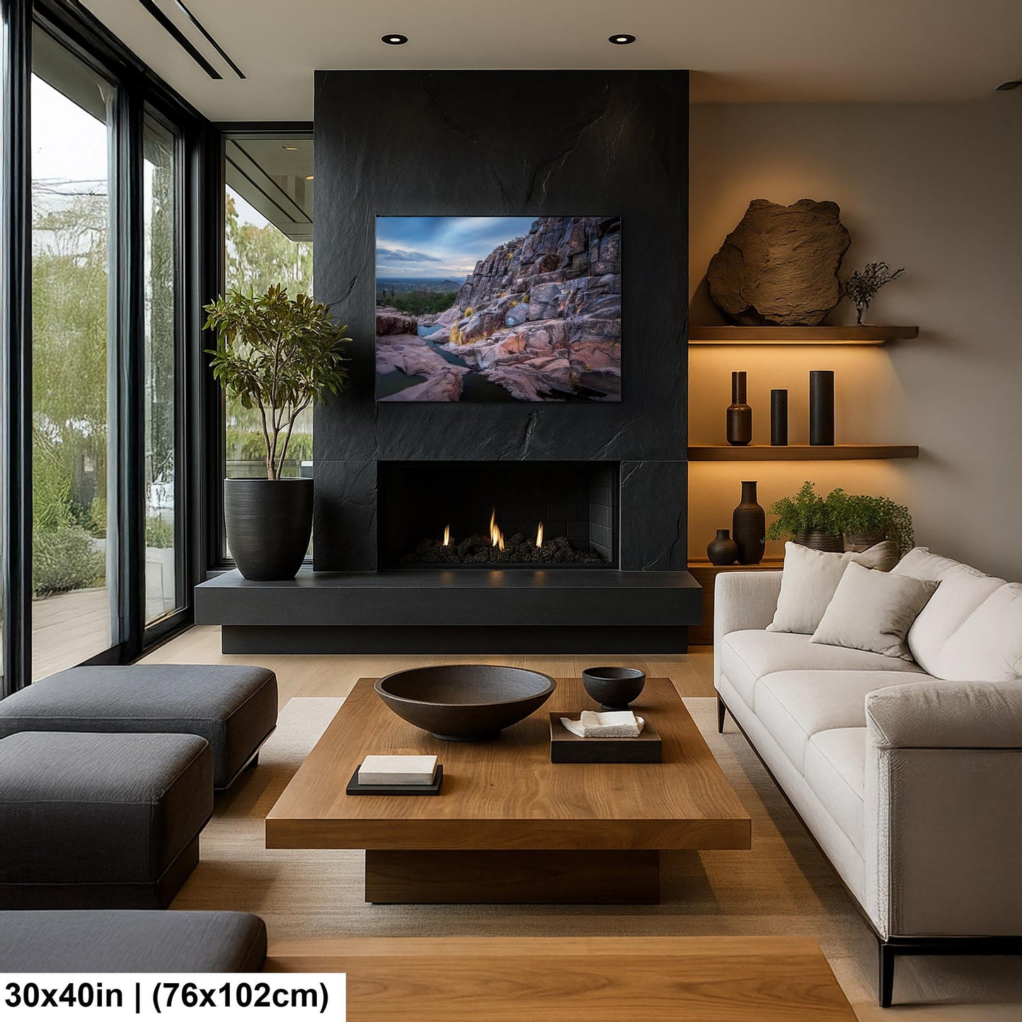 Arizona Petroglyph Print: Superstition Mountains Rock Art Wall Decor