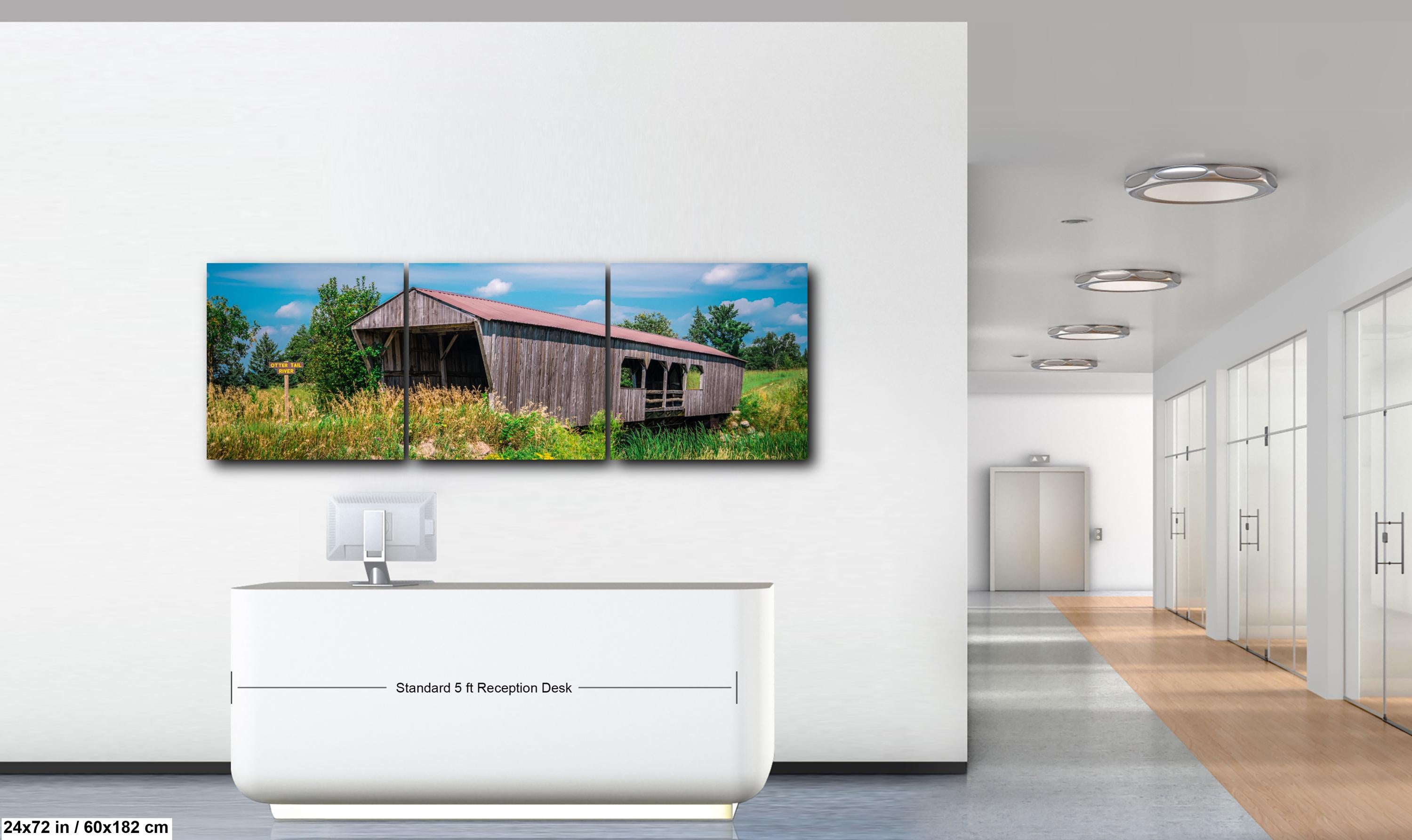 Rustic Covered Bridge Over Otter Tail River Detroit Lakes Minnesota Photography Print