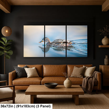 Female Mallard Duck with Reflection on Calm Water Wildlife Photography Print